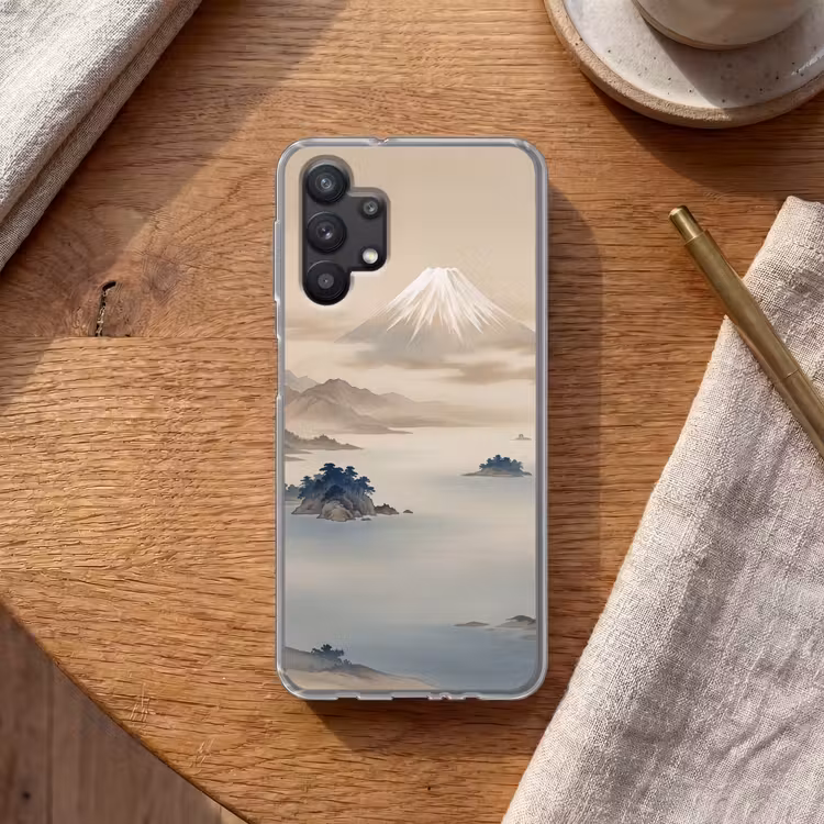 Japans - Landschap - Beige Telefoonhoesje Samsung Galaxy A32 5G klein -sfeer1