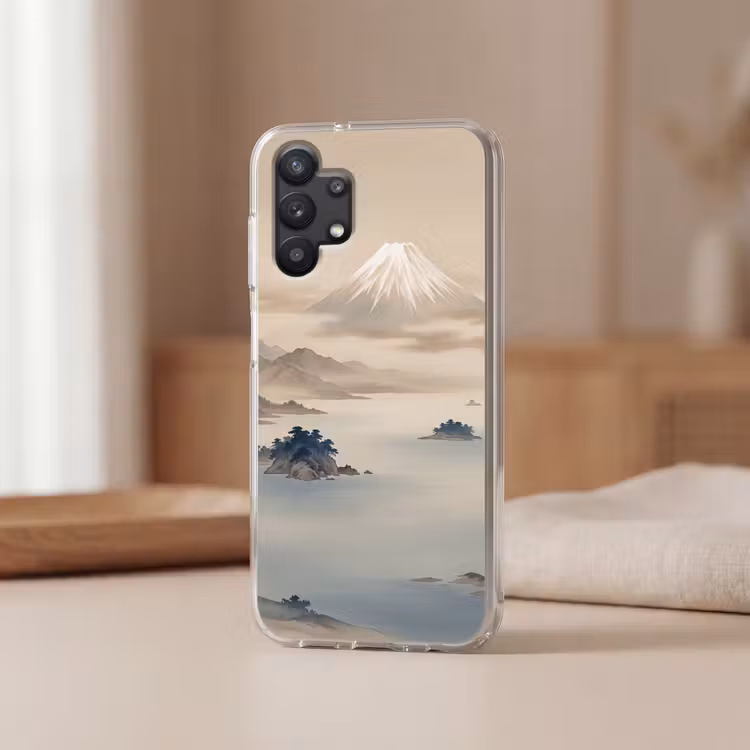 Japans - Landschap - Beige Telefoonhoesje Samsung Galaxy A32 5G klein -sfeer2