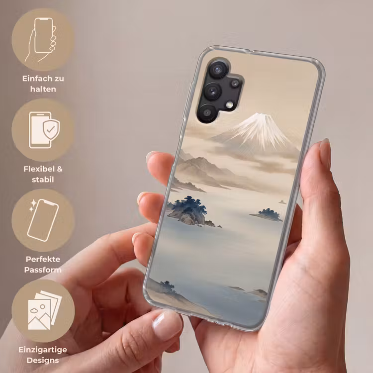 Japans - Landschap - Beige Telefoonhoesje Samsung Galaxy A32 5G klein -sfeer3_DE