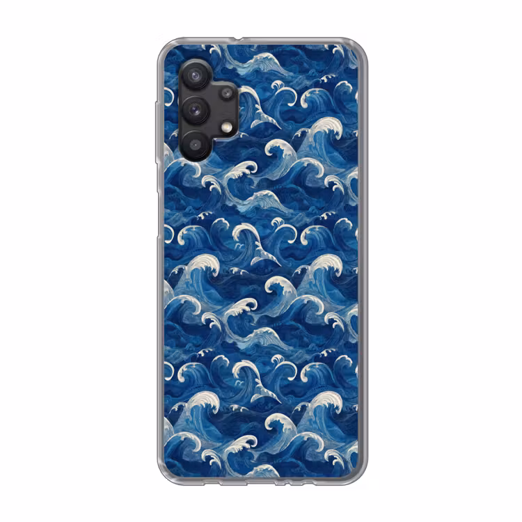 Japans - Oceaan - Golven - Blauw Telefoonhoesje Samsung Galaxy A32 5G klein 346 -3d