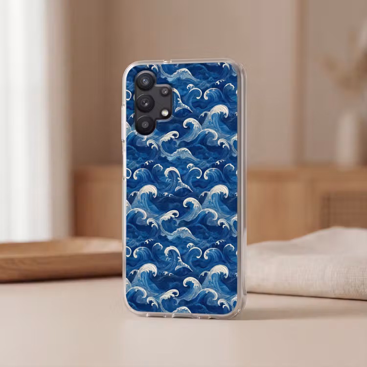 Japans - Oceaan - Golven - Blauw Telefoonhoesje Samsung Galaxy A32 5G klein 346 -sfeer2