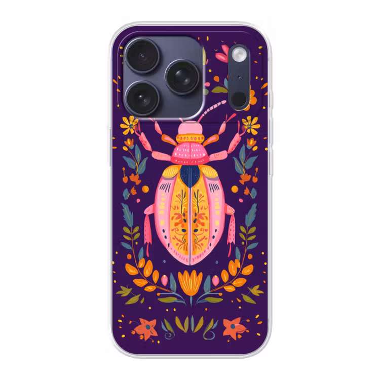 Kever - Felgekleurd - Bloemen - Bladeren Telefoonhoesje iPhone 17 Pro klein -3d