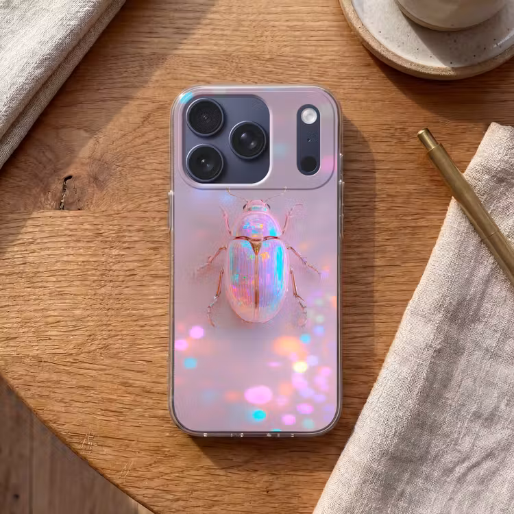 Kever - Metallic - Lichteffect - Roze Telefoonhoesje iPhone 17 Pro klein -sfeer1