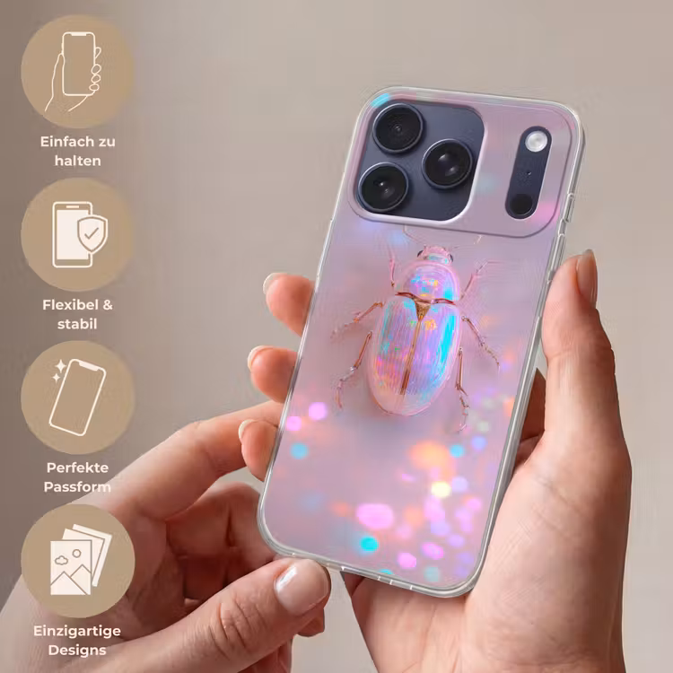 Kever - Metallic - Lichteffect - Roze Telefoonhoesje iPhone 17 Pro klein -sfeer3_DE