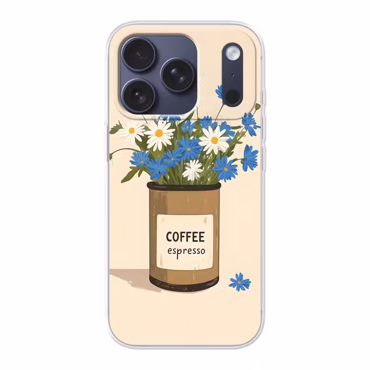 Coffee - Blik - Minimalistisch - Bloemen Telefoonhoesje iPhone 17 Pro klein -3d