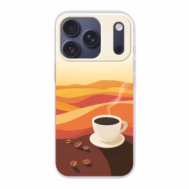 Koffie - Landschap - Oranje - Koffiebonen Telefoonhoesje iPhone 17 Pro klein -3d