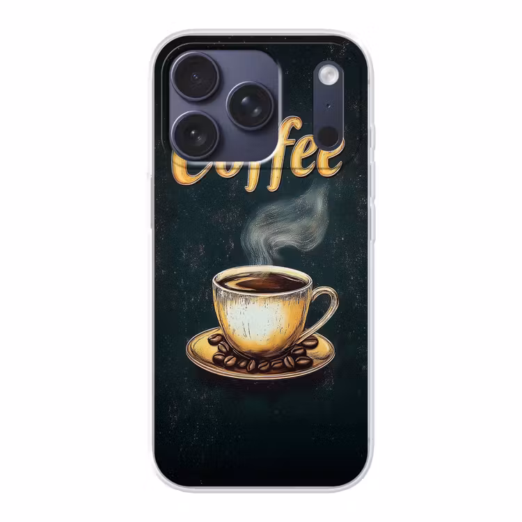 Koffie - Schotel - Koffiebonen - Retro Telefoonhoesje iPhone 17 Pro klein -3d