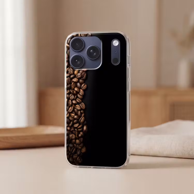 Koffiebonen - Zwart - Eenvoudig Telefoonhoesje iPhone 17 Pro klein -sfeer2