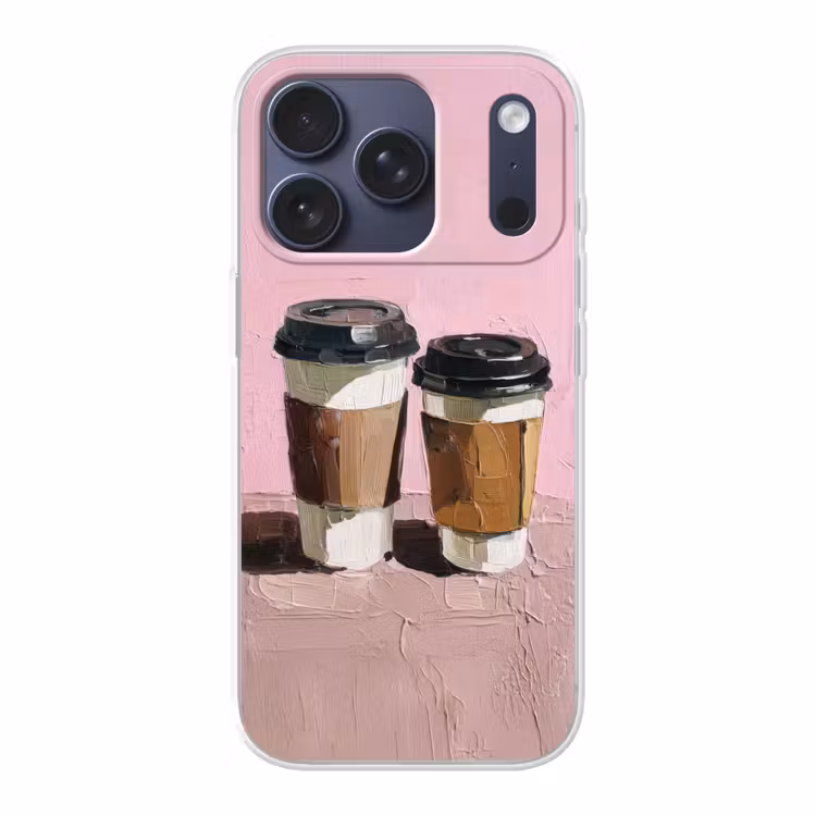 Koffiebekers - Deksel - Verf - Textuur Telefoonhoesje iPhone 17 Pro klein -3d