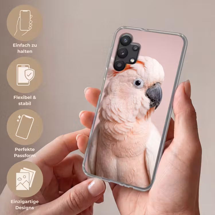 Kaketoe - Portret - Roze Telefoonhoesje Samsung Galaxy A32 5G klein -sfeer3_DE