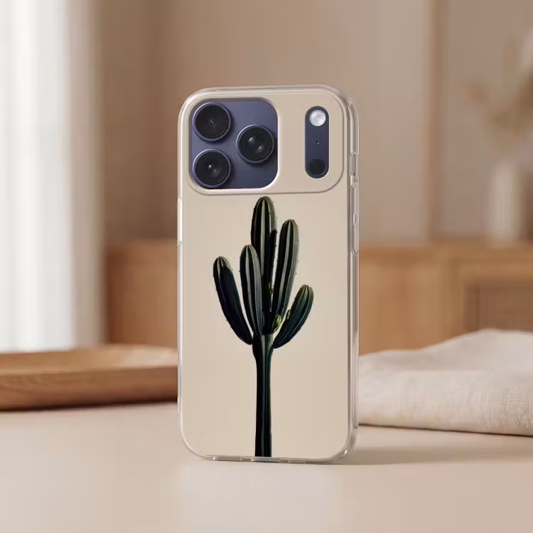 Cactus - Subtiel - Groen Telefoonhoesje iPhone 17 Pro klein -sfeer2