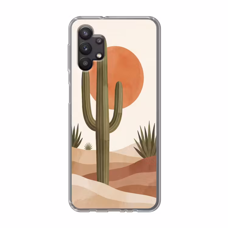 Cactus - Duinen - Modern - Landschap - Groen Telefoonhoesje Samsung Galaxy A32 5G klein -3d