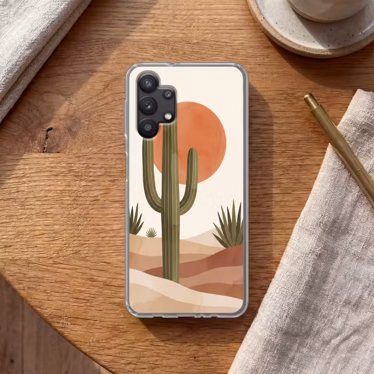 Cactus - Duinen - Modern - Landschap - Groen Telefoonhoesje Samsung Galaxy A32 5G klein -sfeer1