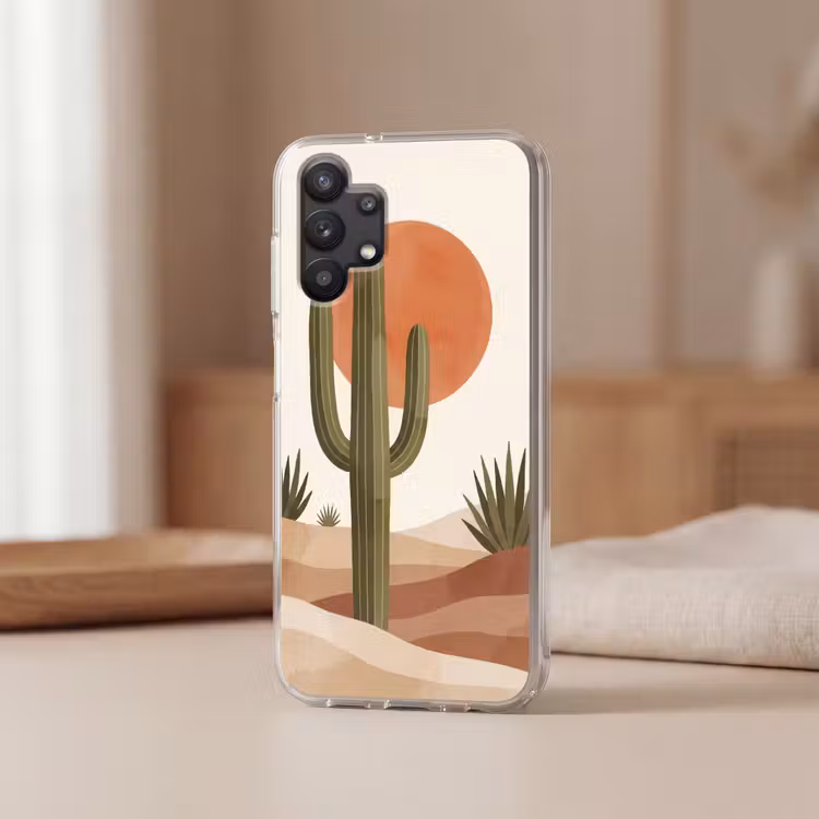 Cactus - Duinen - Modern - Landschap - Groen Telefoonhoesje Samsung Galaxy A32 5G klein -sfeer2