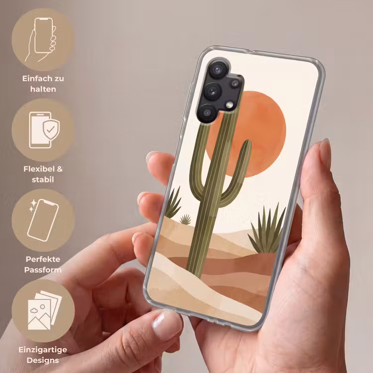 Cactus - Duinen - Modern - Landschap - Groen Telefoonhoesje Samsung Galaxy A32 5G klein -sfeer3_DE