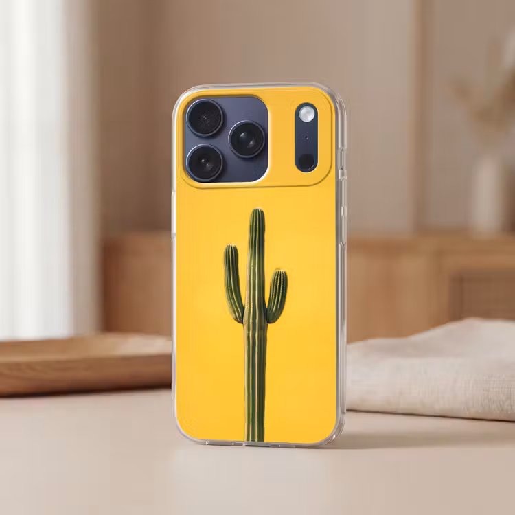 Cactus - Groen - Minimalistisch Telefoonhoesje iPhone 17 Pro klein -sfeer2