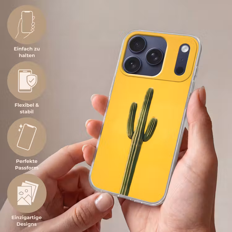 Cactus - Groen - Minimalistisch Telefoonhoesje iPhone 17 Pro klein -sfeer3_DE