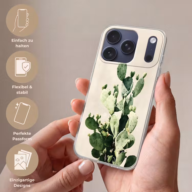 Cactus - Groen - Minimalistisch Telefoonhoesje iPhone 17 Pro klein -sfeer3_DE