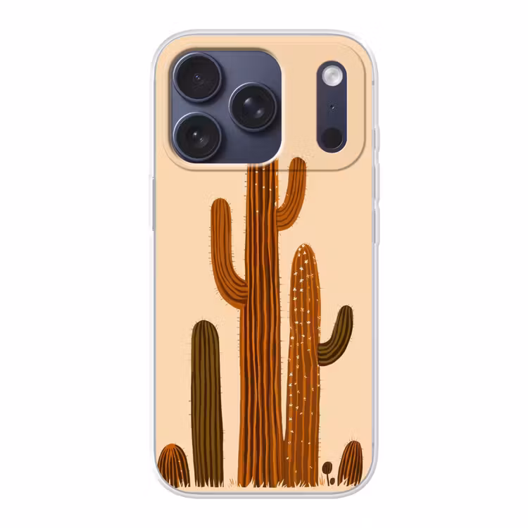Cactus - Woestijn - Zand - Bruin Telefoonhoesje iPhone 17 Pro klein -3d