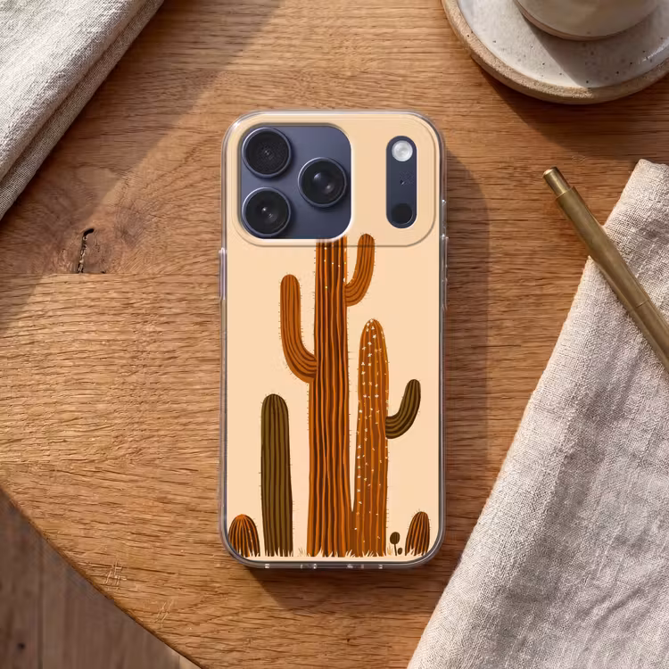 Cactus - Woestijn - Zand - Bruin Telefoonhoesje iPhone 17 Pro klein -sfeer1