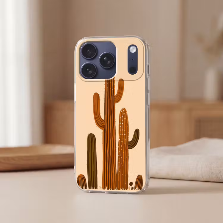Cactus - Woestijn - Zand - Bruin Telefoonhoesje iPhone 17 Pro klein -sfeer2