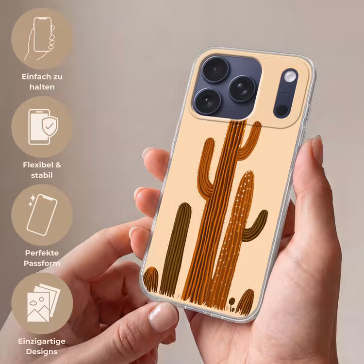 Cactus - Woestijn - Zand - Bruin Telefoonhoesje iPhone 17 Pro klein -sfeer3_DE