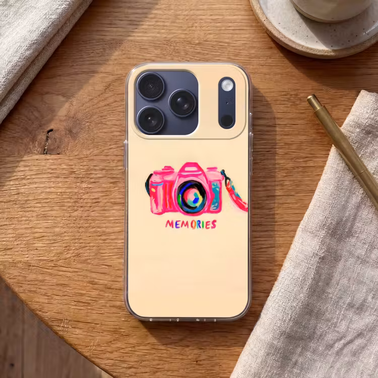 Camera - Memories - Roze - Geschilderd Telefoonhoesje iPhone 17 Pro klein -sfeer1