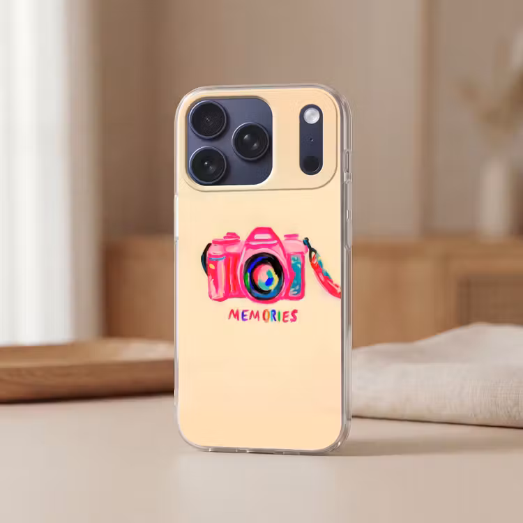 Camera - Memories - Roze - Geschilderd Telefoonhoesje iPhone 17 Pro klein -sfeer2