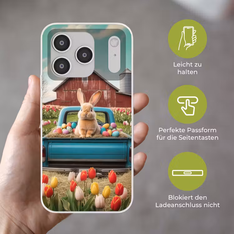 Konijn - Boerderij - Eieren Telefoonhoesje iPhone 17 Pro klein -sfeer3_DE