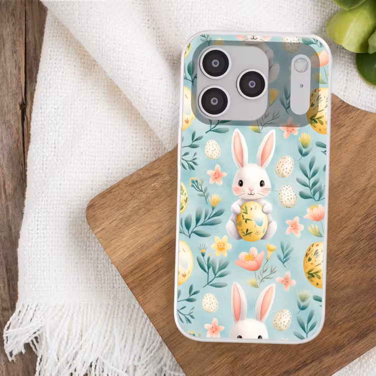 Konijn - Eieren - Takjes Telefoonhoesje iPhone 17 Pro klein -sfeer1