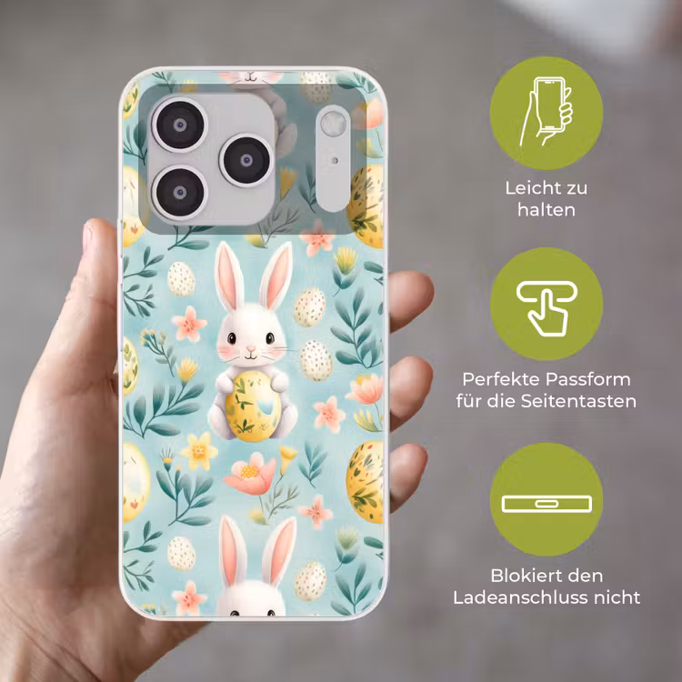 Konijn - Eieren - Takjes Telefoonhoesje iPhone 17 Pro klein -sfeer3_DE
