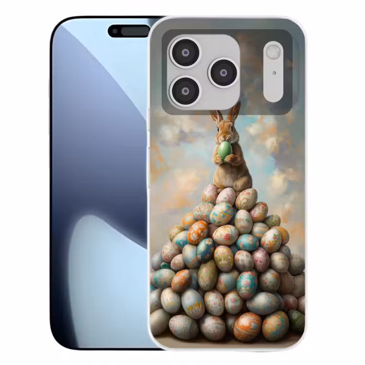 Konijn - Eieren - Kleurrijk Telefoonhoesje iPhone 17 Pro klein -3d