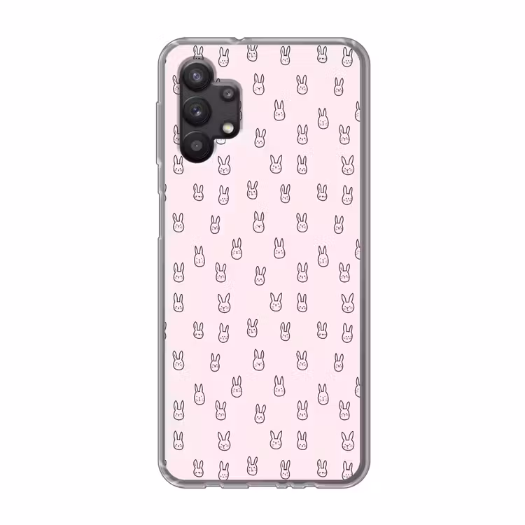 Konijnen - Minimalistisch - Roze Telefoonhoesje Samsung Galaxy A32 5G klein 346 -3d