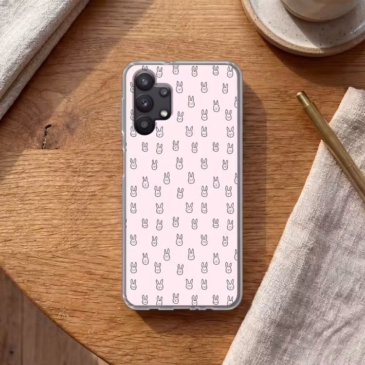 Konijnen - Minimalistisch - Roze Telefoonhoesje Samsung Galaxy A32 5G klein 346 -sfeer1