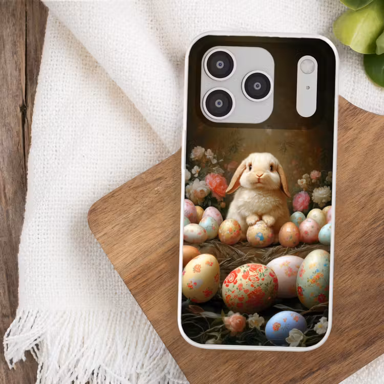 Konijn - Paaseieren - Stilleven Telefoonhoesje iPhone 17 Pro klein -sfeer1