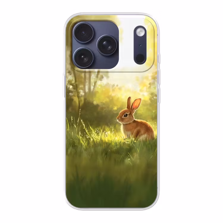 Konijn - Zonlicht - Bos Telefoonhoesje iPhone 17 Pro klein -3d