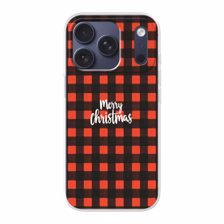 Geruit - Rood - Tekst - Christmas Telefoonhoesje iPhone 17 Pro klein -3d