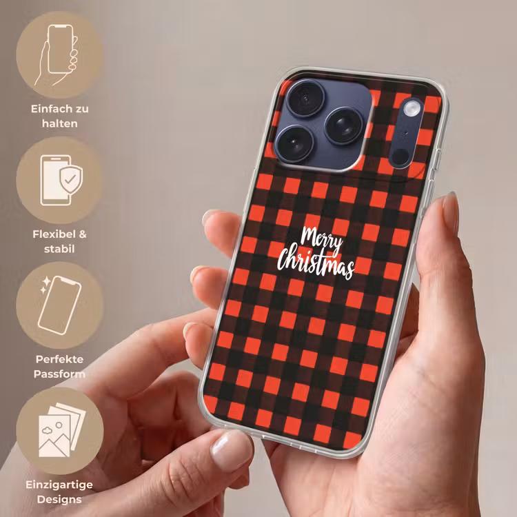 Geruit - Rood - Tekst - Christmas Telefoonhoesje iPhone 17 Pro klein -sfeer3_DE