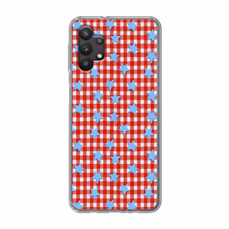 Ruit - Sterren - Rood Telefoonhoesje Samsung Galaxy A32 5G klein 346 -3d