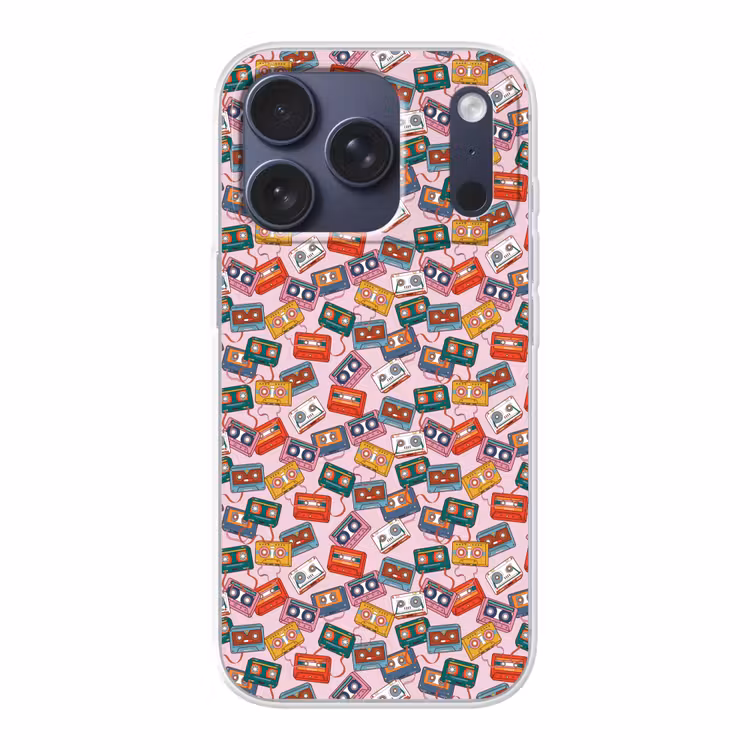 Cassette - Patroon - Roze Telefoonhoesje iPhone 17 Pro klein 878 -3d