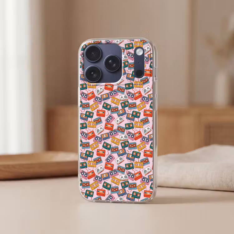 Cassette - Patroon - Roze Telefoonhoesje iPhone 17 Pro klein 878 -sfeer2