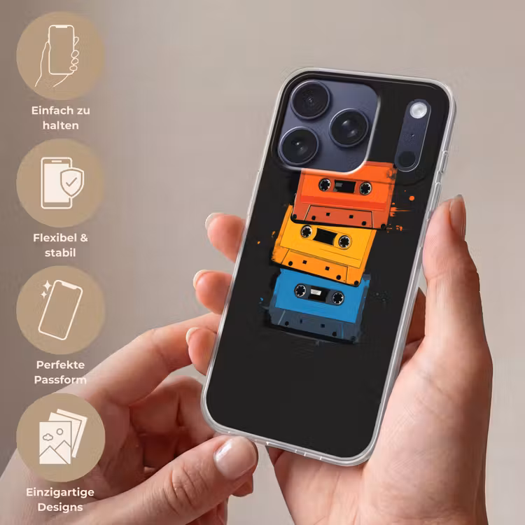Cassettes - Kleurrijk - Verfspatten Telefoonhoesje iPhone 17 Pro klein -sfeer3_DE