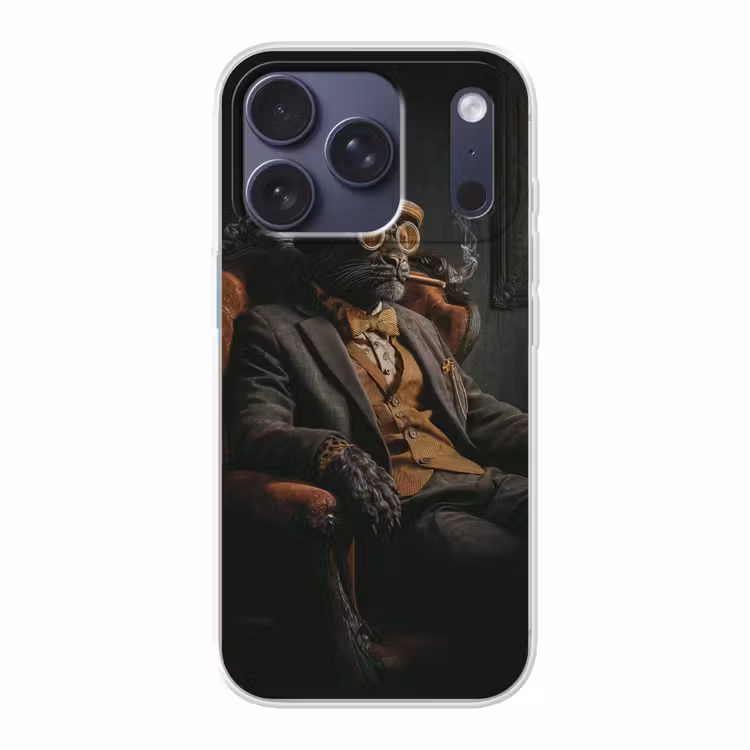 Kat - Pak - Oranje - Sigaar Telefoonhoesje iPhone 17 Pro klein -3d