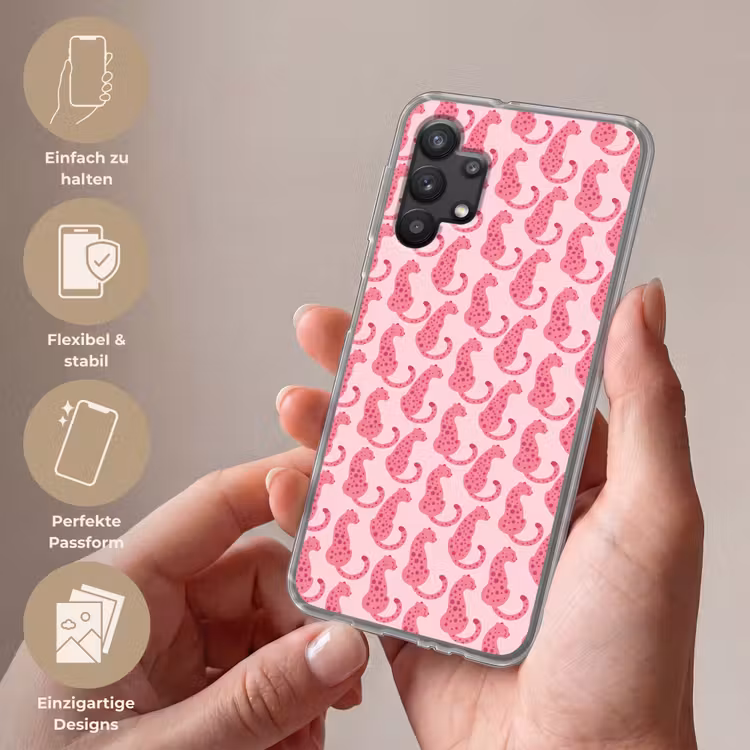 Kat - Gevlekt - Dieren - Patroon - Roze Telefoonhoesje Samsung Galaxy A32 5G klein -sfeer3_DE