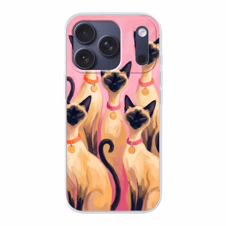 Kat - Groep - Dieren - Modern - Roze Telefoonhoesje iPhone 17 Pro klein -3d