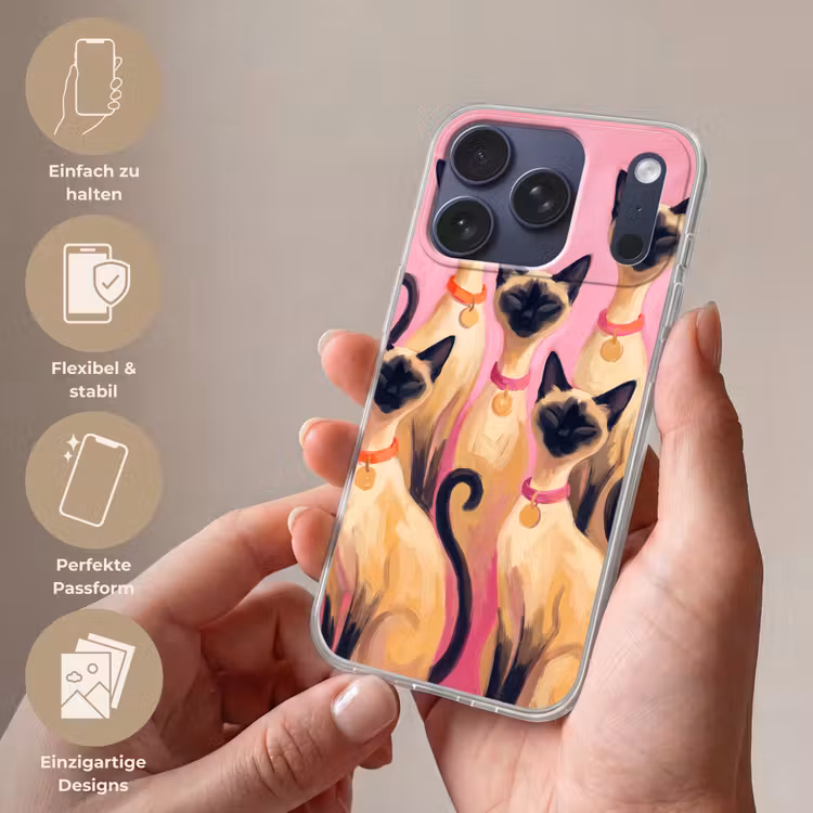 Kat - Groep - Dieren - Modern - Roze Telefoonhoesje iPhone 17 Pro klein -sfeer3_DE