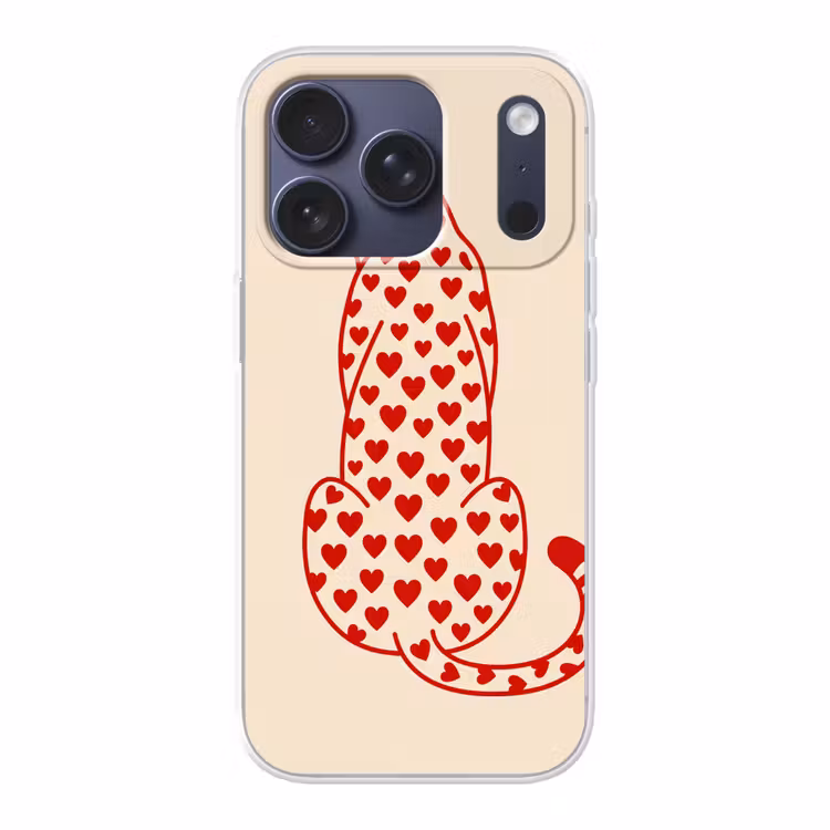 Kat - Harten - Dieren - Modern - Rood Telefoonhoesje iPhone 17 Pro klein -3d