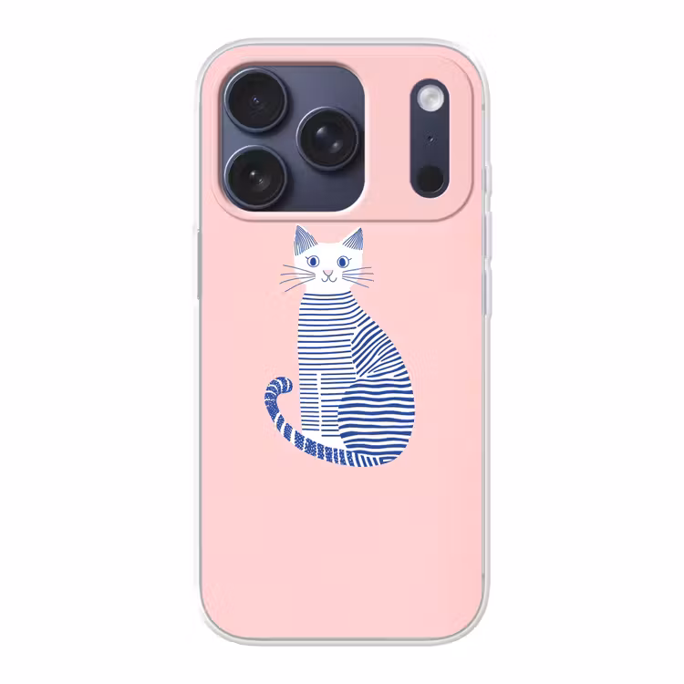 Kat - Illustratie - Minimalistisch - Roze Telefoonhoesje iPhone 17 Pro klein -3d