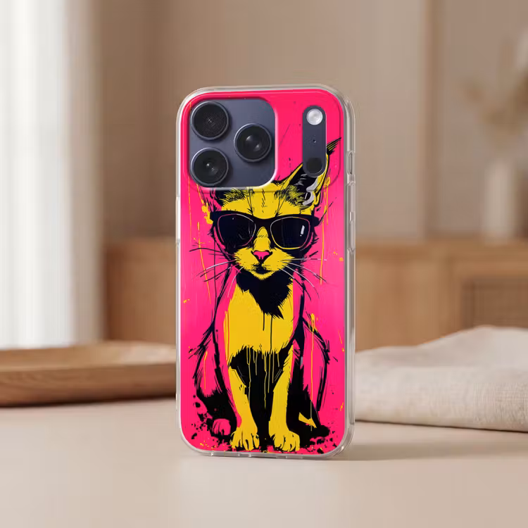 Kat - Art - Zonnebril - Roze Telefoonhoesje iPhone 17 Pro klein -sfeer2