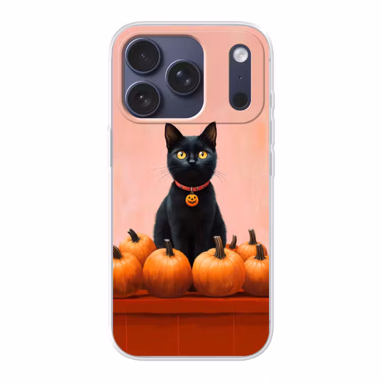 Kat - Pompoen - Roze Telefoonhoesje iPhone 17 Pro klein -3d